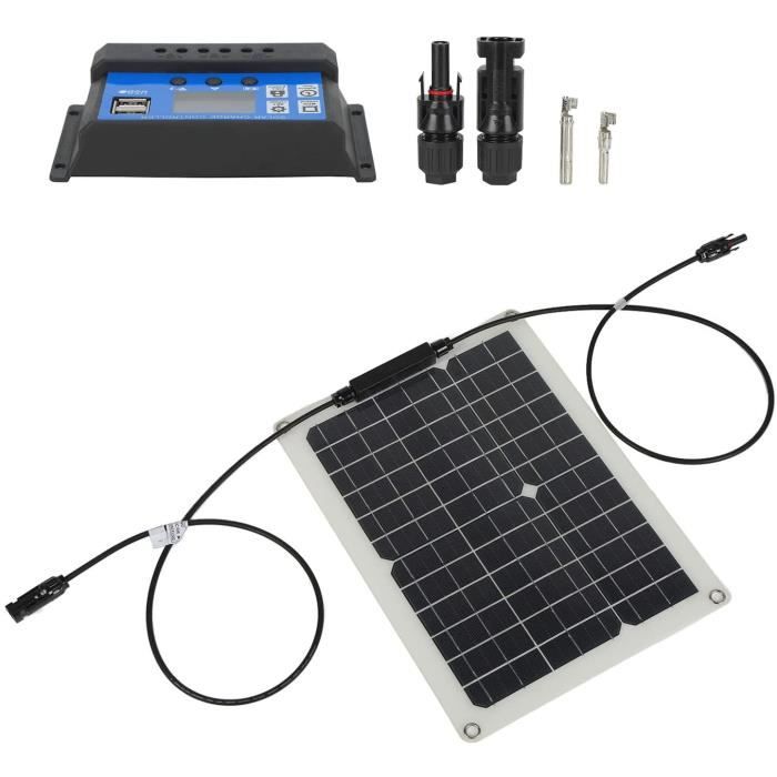 Panneau Solaire 50W 18V Monocristallin - Chargeur Portable Pour Batterie Voiture, Camping-Car, Bateau, RV, Camping