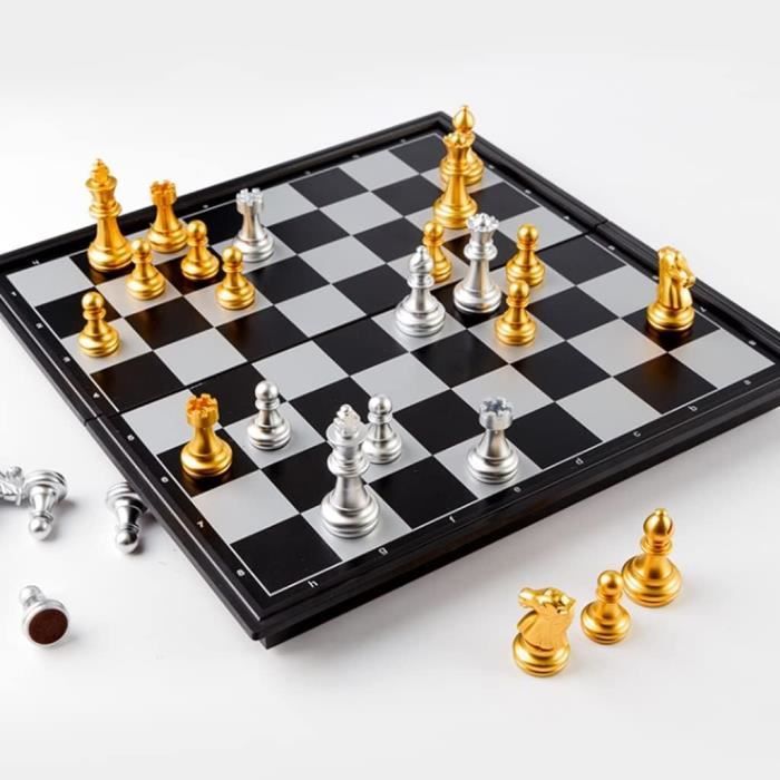 Jeu d'échecs magnétique avec plateau en bois, jeu magnétique, avec 20 pierres magnétiques, jouet d'échecs pour enfants, jeu magnétique de table, fête portable, pour réunion de famille