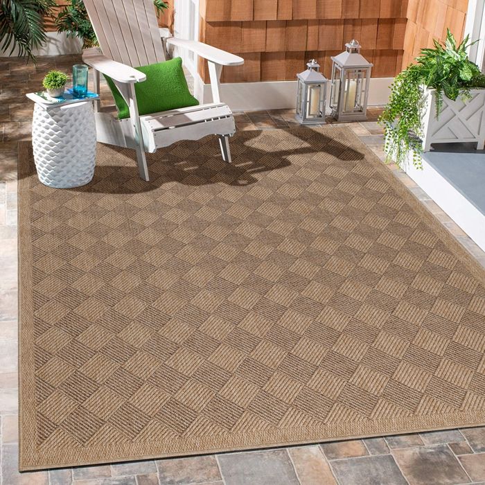 Tapis D'Extérieur Résistant Aux Intempéries - 60x110 Cm, Gris Motif Feuilles - Pour Balcon, Terrasse, Jardin