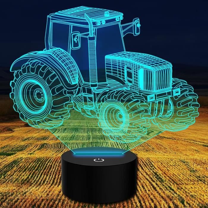 Lampe 3D Tracteur à Toucher - 7 Couleurs, Veilleuse Enfant, Décoration Chambre, Cadeau Noël Anniversaire - 6