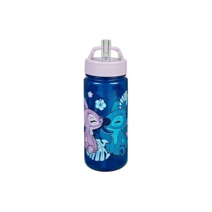 Gourde D'eau Enfant Stitch & Angel - Lilo Et Stitch - 500ml Avec Paille Par Polar Gear - Rose Et Bleu