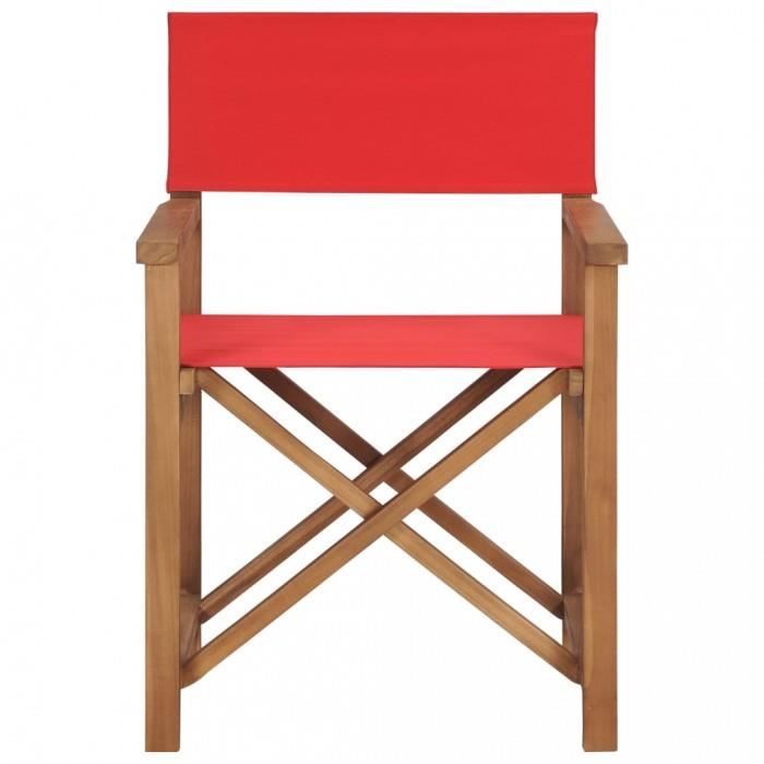 Chaise de jardin pliante - Bois de teck - Rouge - Adulte - Naturel