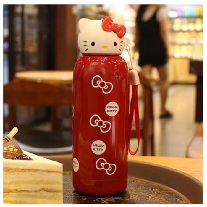 Gourde Hello Kitty Avec Paille - Bouteille Transparente 550 Ml