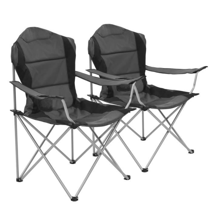 Pack De 2 Chaises De Camping Pliantes CANADA - Résistantes, Avec Accoudoirs Et Porte-gobelet