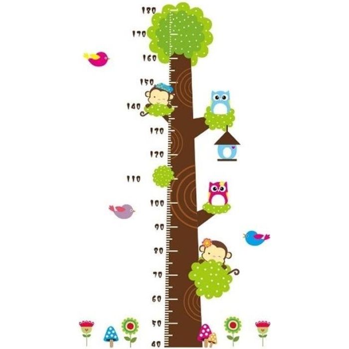 Croissance Hauteur Toise Jungle Animaux Girafe Elephant Hauteur Mesurer Sticker Mural Pour Enfants Chambres Croissance Graphique Nursery Room Decor Stickers Muraux Art Bleu Marin Toises La Chambre De Bebe