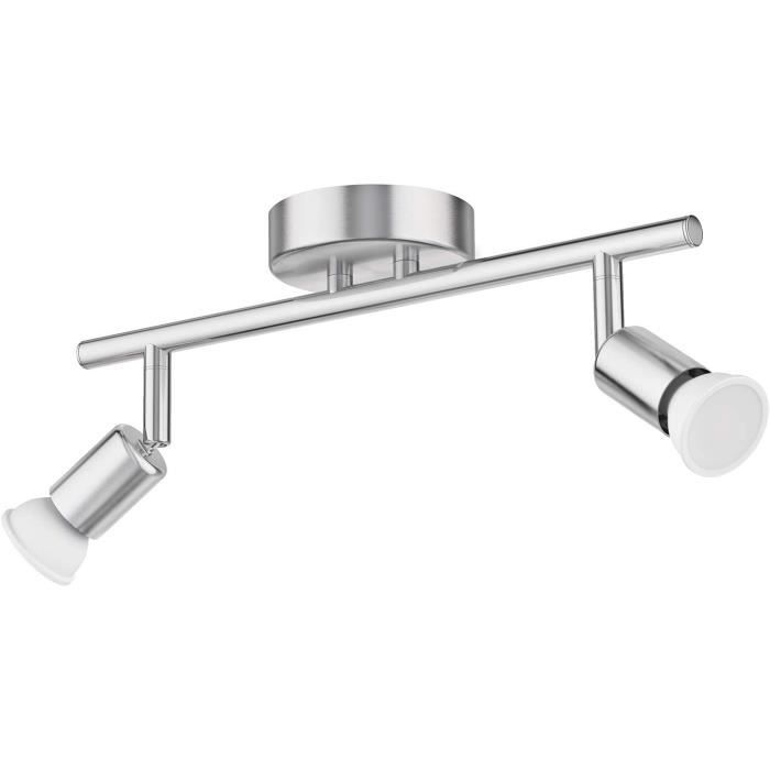 Applique Murale WAIKA 2 Flammes Chrome Mat Avec Interrupteur - Ampoules LED GU10 Incluses