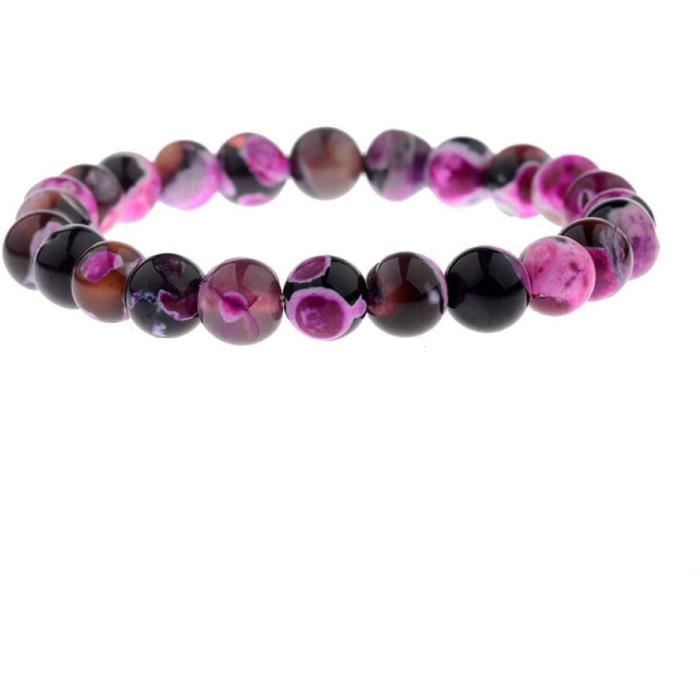 VGWON Bracelet Triple Protection Femme - Perles 8mm Pierre Naturelle Quartz Rose, Hématite, Œil De Tigre