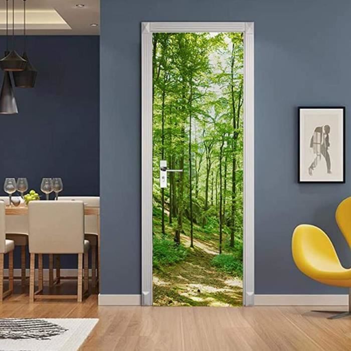 Sticker Porte 3D Trompe L'œil 88x200 Cm - Autocollant PVC Amovible Pour Salon Cuisine Salle De Bain