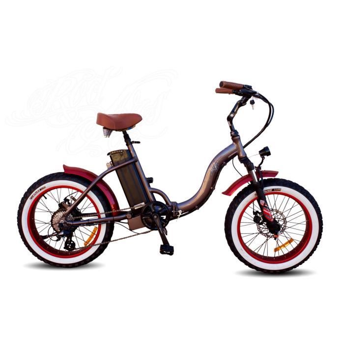 Vélo Électrique Pliable Fat Bike Urbain 20 pouces - Calipso - 250W-20Ah - Marron métallisé