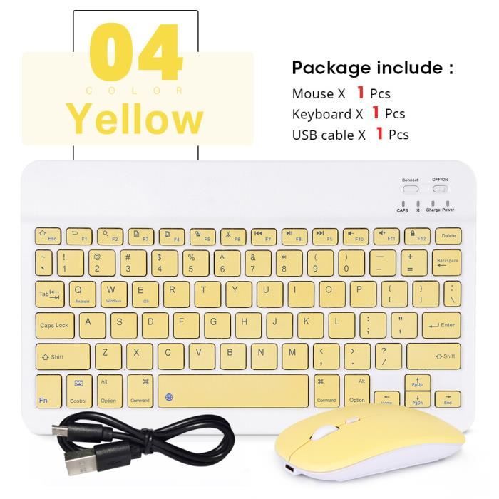 Clavier tablette,Mini clavier et souris bluetooth pour samsung xiaomi  android, tablette portable, coréen, portugais - Yellow-mouse - Cdiscount  Informatique