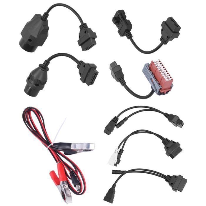 Qiilu câble OBD 8 pièces ensemble complet de câbles de voiture OBD Kit de cordon d'alimentation de ligne de Diagnostic
