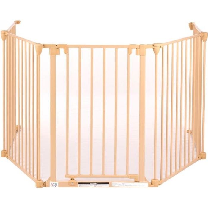 PREMIUM Baby Vivo Barrière Parc en Métal Grille pour Cheminée 5+1 Pare-feu Securité Escaliers Enfant en Crème 5 Barreaux avec une Porte 