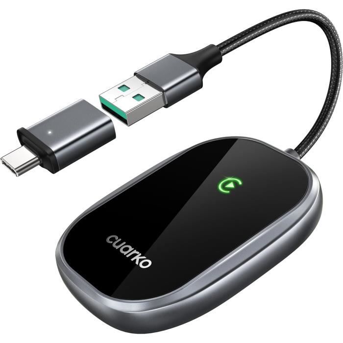 Adaptateur CarPlay Sans Fil - Plug And Play Pour Voiture - Connexion Automatique, Compatible Avec La Plupart Des Modèles