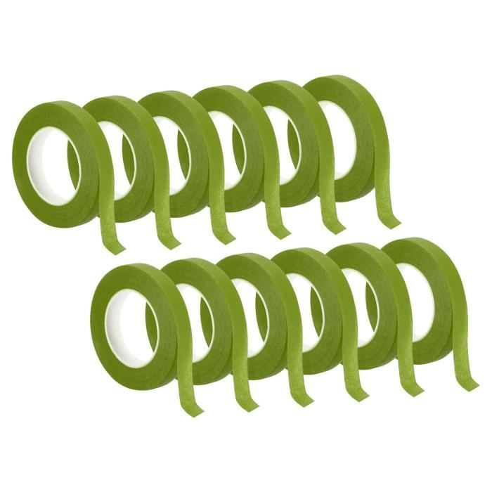 Ruban Fleuriste Waterproof Boutonnières 4 Bobines De Ruban Floral Vert Mousse - 12mm X 27m - Imperméable Pour Bouquets Et Boutonnières Ruban Tige Fleuriste Papier Crépon