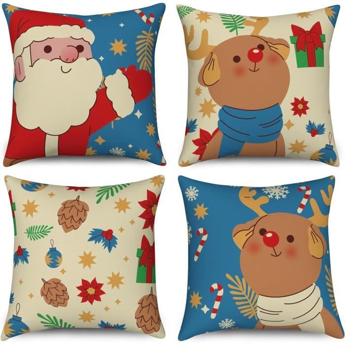 Housses Coussin 40x40cm ANBURG Velours Côtelé - Lot De 4, Gris Beige Dégradé, Style Bohème