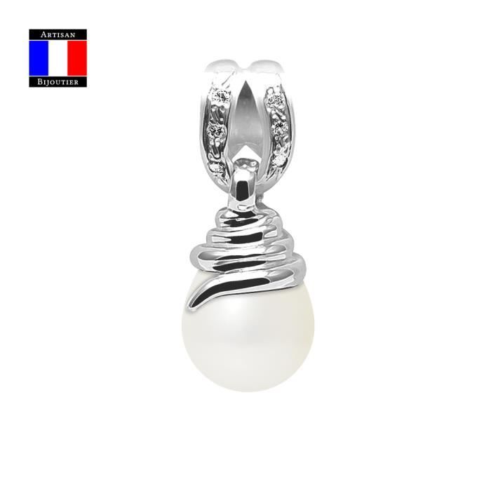 Pendentif Or Blanc 750‰ - Perle De Culture Et 4 Diamants - Occasion