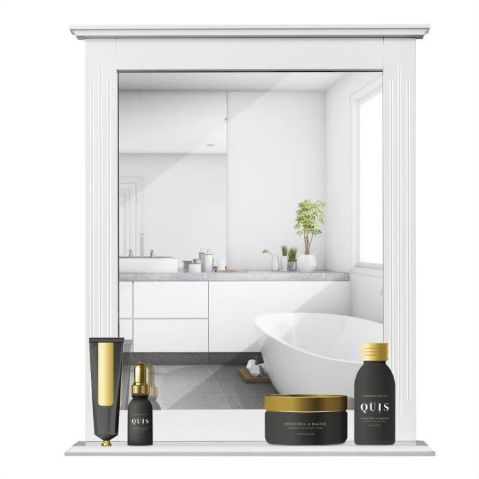 COSTWAY Miroir Murale Salle de Bain avec Tablette de ...