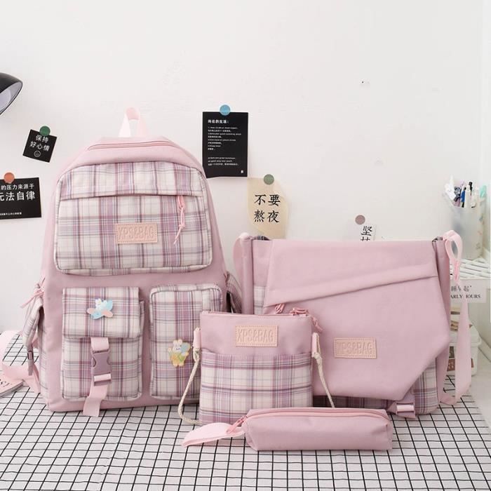 Sac à Dos Fille école – Gris Polyester – Sans étiquettes, Mais Neuf