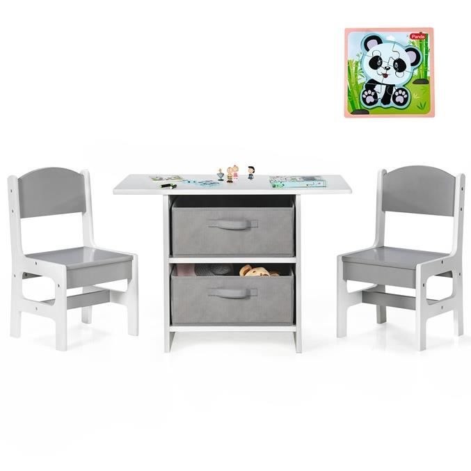 Ensemble Table Ronde + 2 Chaises Pour Enfants DREAMADE - Bois, Couvercle Rangement, Charge 50kg - Violet