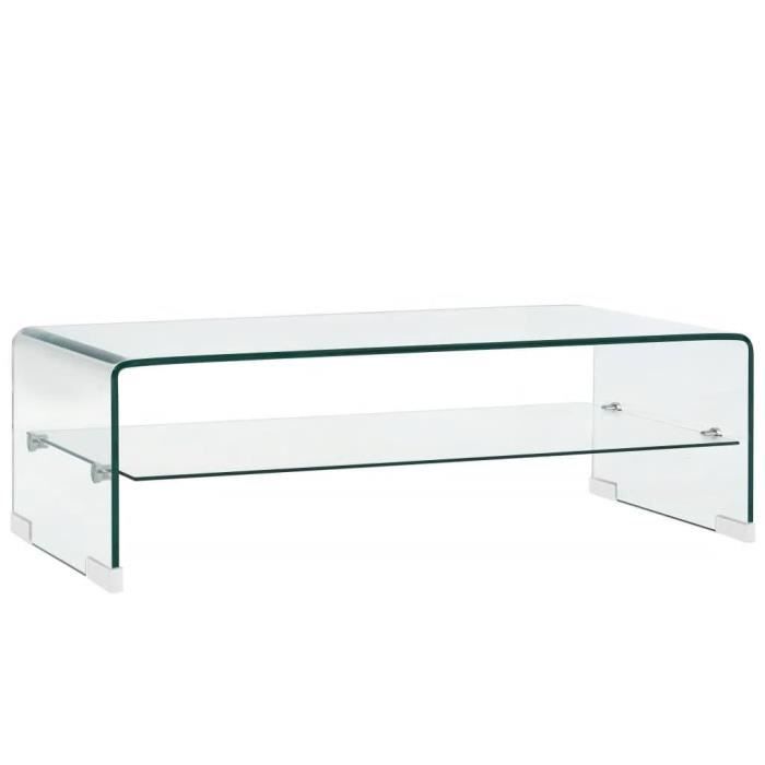 Table basse - DUOKON - Fangming - Verre trempé - Étagère - 98 x 45 x 31 cm
