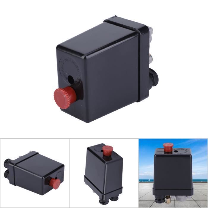 Pressostat Compresseur Air 1/4″ – Plage 90-120 PSI, Tension 220V/380V, Avec Manomètre Et Vanne De Régulation