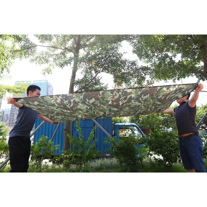 Auvent Tente Polyester Bâche De Camping HIDEWALKER - 4x4 M - Imperméable PU3000 - Légère Et Polyvalente - Pour Tente, Hamac, Pique-nique... - Kaki Bâche Légère Polyester 190T étanchéité PU3000