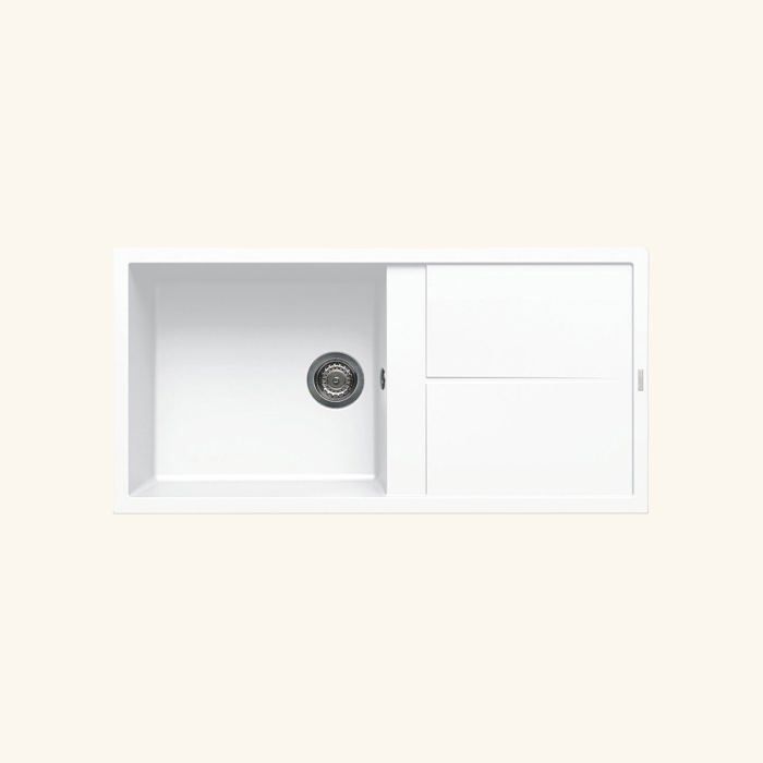 Evier granit blanc Luisina MAESTOSO 1 grand bac 1 égouttoir 500x1000 Evier granit blanc Luisina MAESTOSO 1 grand bac 1 égouttoir 500x1000
