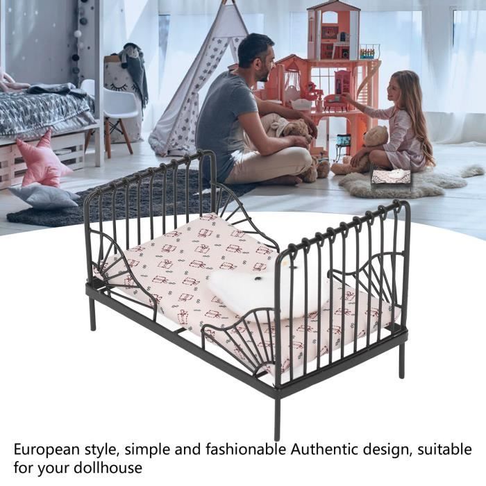 Minamzee Berceau 1/12 En Bois Pour Poupée – 11x8x7,5 Cm, Literie Incluse, Décoration Maison De Poupée