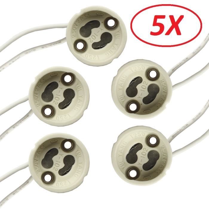Lot de 5 Douilles Culot GU10 pour Ampoule Halog&egrave;ne ou Led