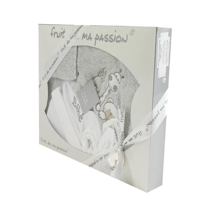 Coffret Sortie de bain gris - Motif Trio Animaux