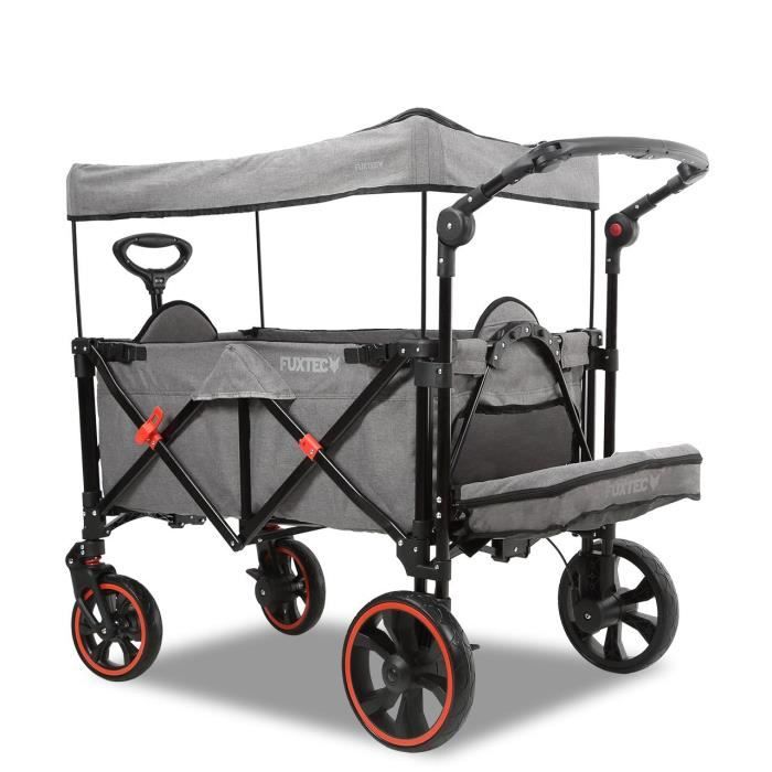 Chariot de transport enfant gris - FUXTEC Compact Cruiser - pliable charge 75 kg