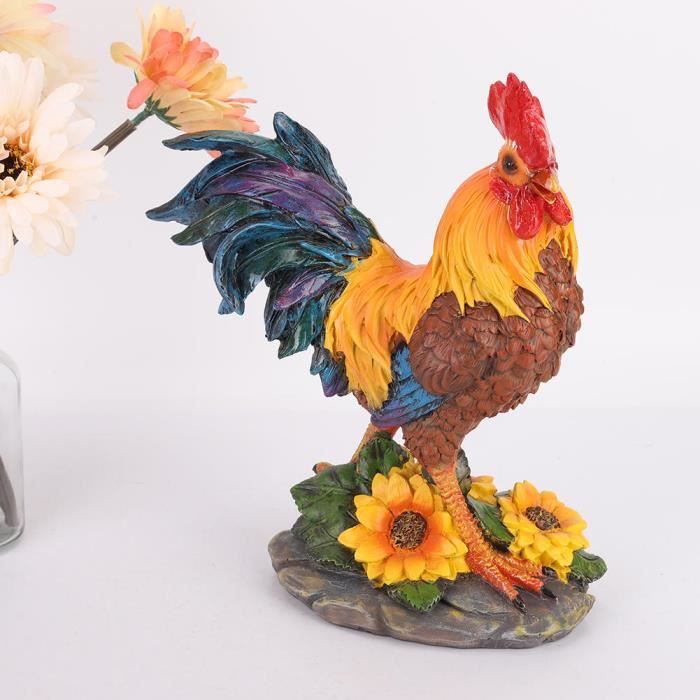Statue De Coq Blanc En Résine Pour Jardin Et Intérieur - Décoration Unique