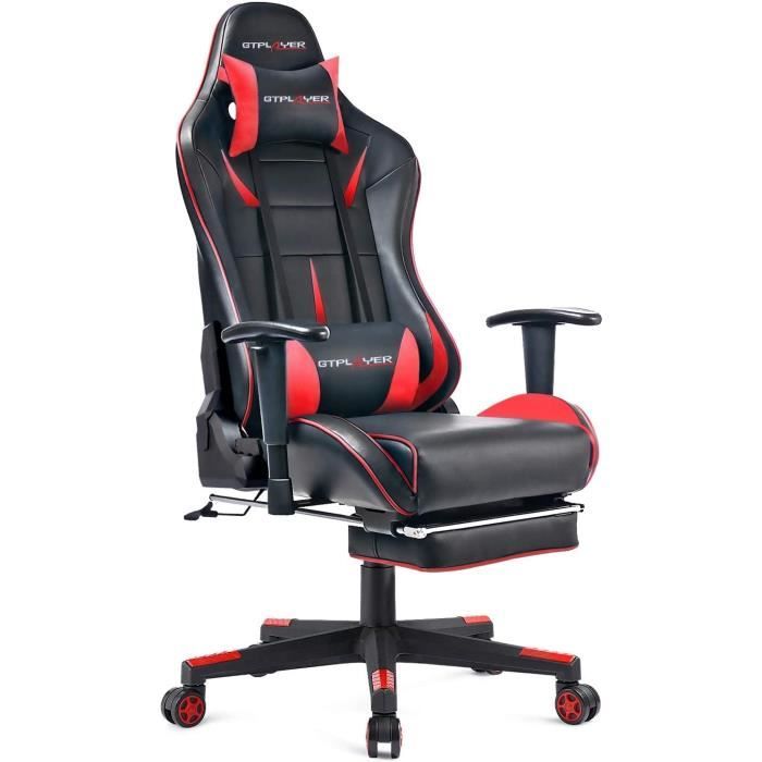 Chaise De Bureau Chaise Gaming TRIUMPHKEY Avec Massage Lombaire - Fauteuil Gamer Ergonomique Réglable, Appui-Tête Et Repose-Pieds, 150kg Capacité, Gris Noir Fauteuil Relax