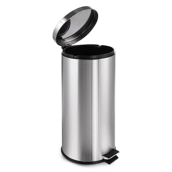 Poubelle à Pédale 30L Noir - Acier Inoxydable - Harbour Housewares