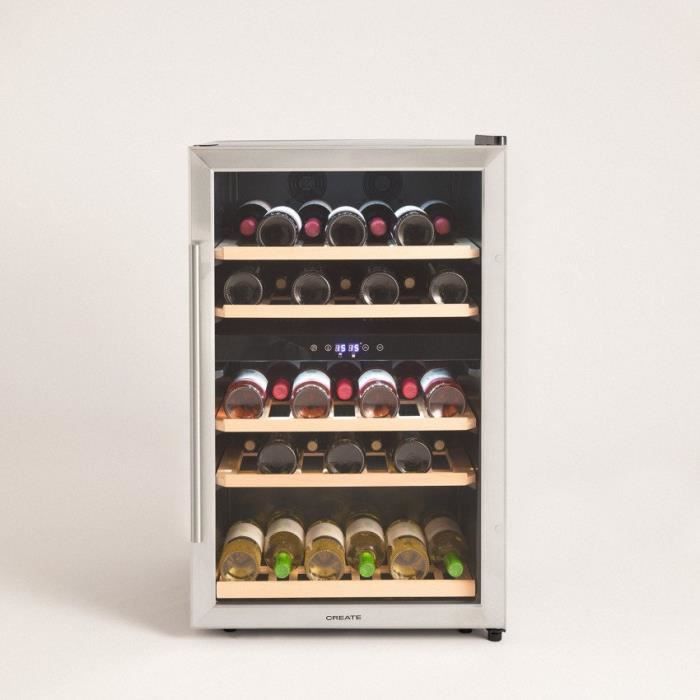 CREATE Cave à vin réfrigérée 46 bouteilles, Acier inoxydable