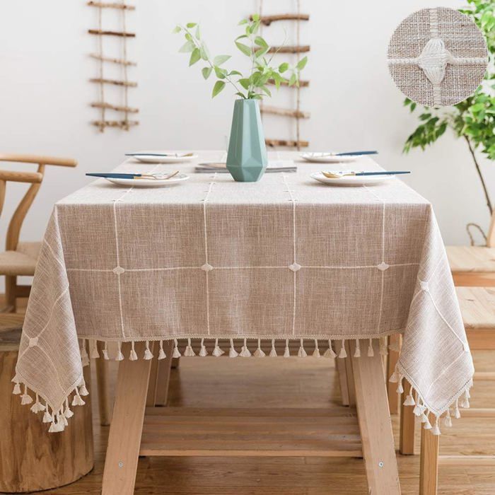 JupVierge Nappe Rectangulaire Anti Tache Tissu avec Tassel Nappe de Table  Lavable Coton Lin Moderne - Marron, 140 * 200cm - Cdiscount Maison