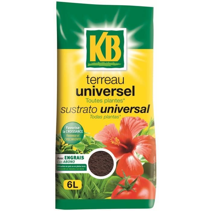 Terreau universel - KB - 6L - Pour toutes les plantes d'intérieur et d'extérieur - Solide