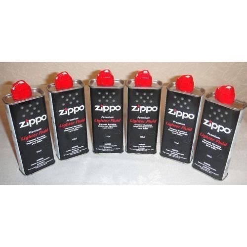 Zippo Lot de 4 recharges d'essence Original Zippo + 4 pierres à briquet