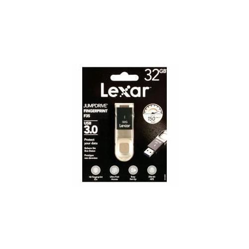 Lexar JumpDrive Fingerprint F35 lecteur USB flash 32 Go USB Type-A 3.2 Gen 1 [3.1 Gen 1] Noir, Argent (32GB JumpDrive F35