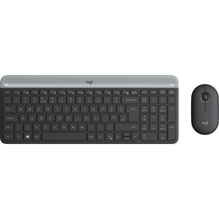 Clavier sans fil - LOGITECH - MK470 - QWERTY Danois Finlandais Norvégien Suédois - Graphite - RF sans fil