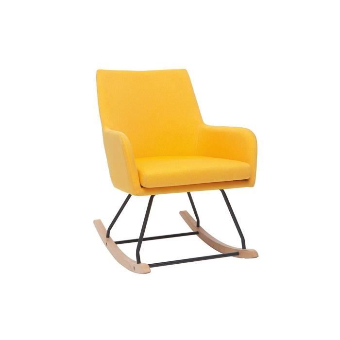 Miliboo Fauteuil rocking chair design tissu jaune SHANA Cdiscount