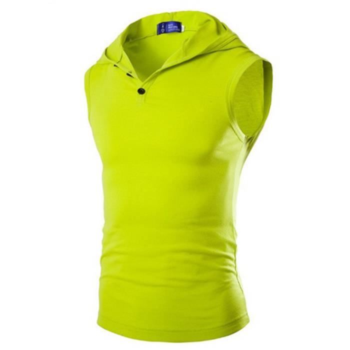 Polo Homme uni a capuche Sans manches Tee Shirt Vert99 Vert Cdiscount Pret a Porter