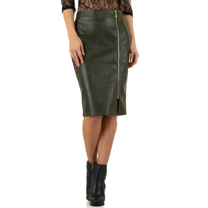 jupe cuir vert