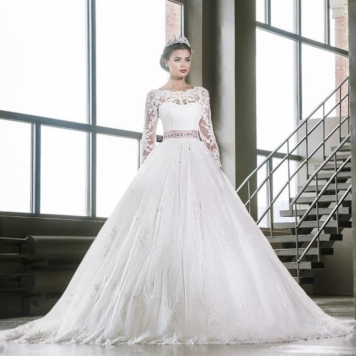 Rouge 402017 nouvelle robe de mari e manches longues en dentelle