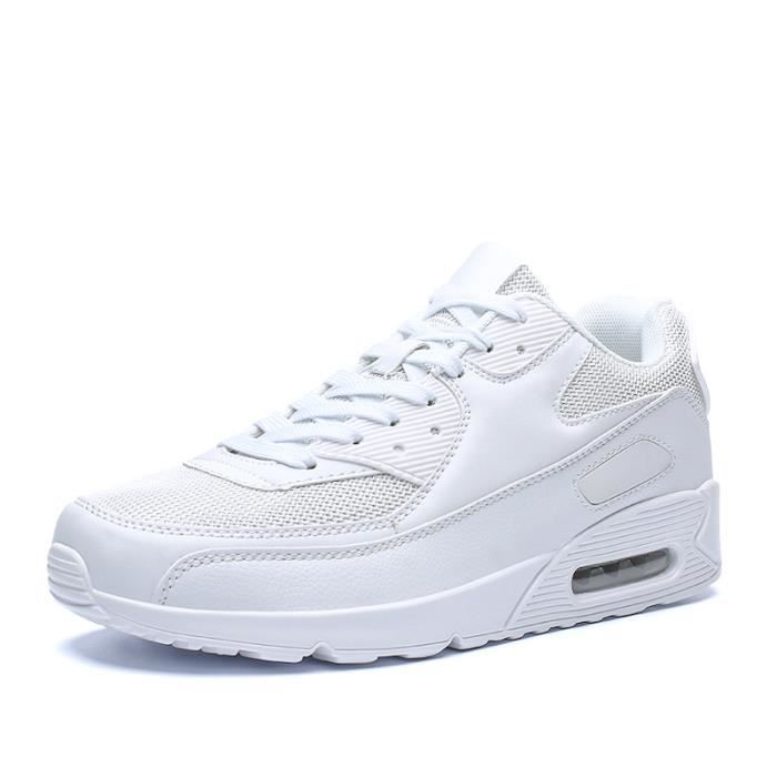 INSFITY Baskets Mode Respirante Homme-Femme Avec Coussin dAir - INSFITY - Blanc - Lacets - Plat