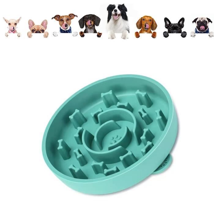 Comparer les prix de RiWill Gamelle Anti Glouton Chien Chat avec Ventouses Gamelle d'alimentation Lente Antidérapant Silicone