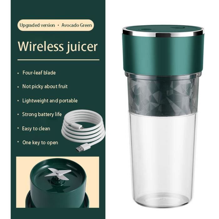 Mixeur Portable Sans Fil DENOKIN - 450ml, 6 Lames, Parfait Pour Smoothies Et Shakes En Déplacement