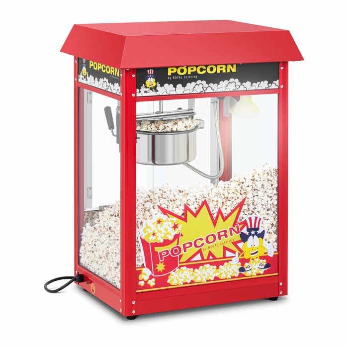 Machine à popcorn rouge Royal Catering 1600W 5 kg/h 16 L/h Diamètre de la cuve 185cm Téflon Inox RCPR-16E