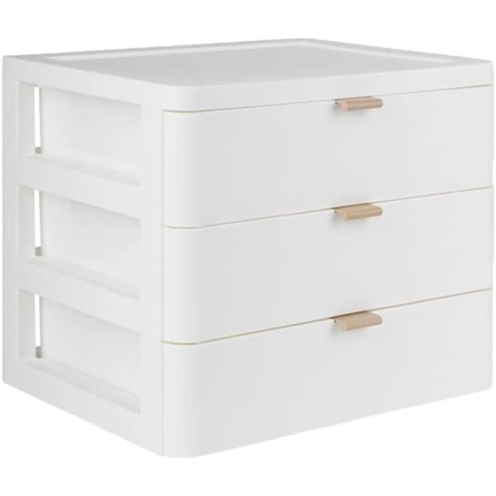 Boîte de rangement pour cosmétiques de bureau avec 2 tiroirs en blanc et noir｜Homary