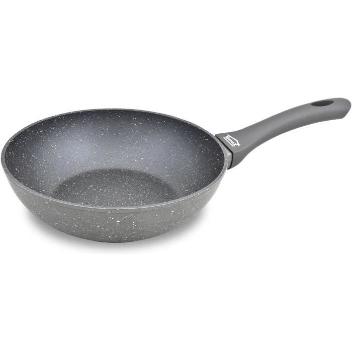 Sauteuse En Aluminium Avec Revêtement Pierre - 28 Cm - Compatible Induction - Manche Bakélite 18 Cm - Sans Matière Grasse